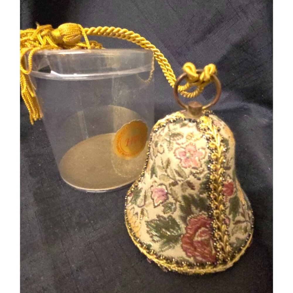 REUGE Musical Christmas Bell Ornament Silent Night Gold Floral Original Box